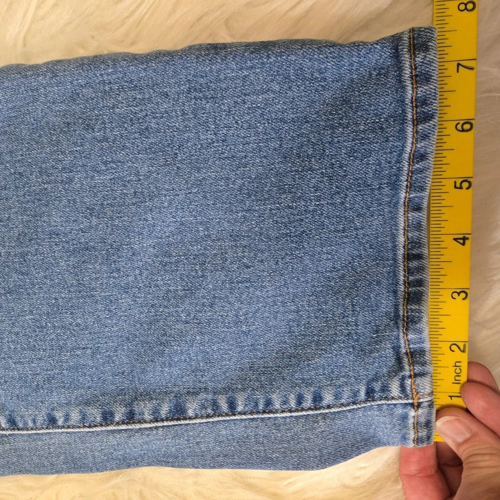 Lands End Womens 18 Petite Straight Leg Jeans Medium Wash Stretch Denim Blue